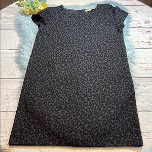 LOFT Grey Black Leopard Print Short Sleeve Dress sz Sz M